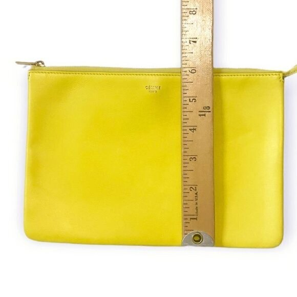 New Celine Yellow/Grey Leather Duo Small‎ Pouch Clutch Bag - Picture 11 of 12